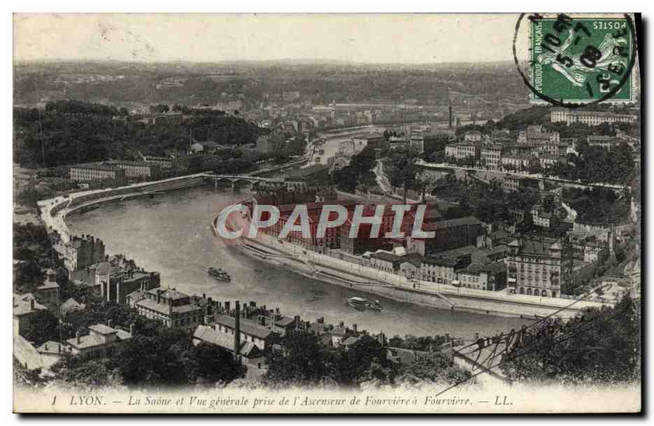 CPA Lyon La Saone Et Vue Generale Prise De I'Ascenseur de Fourviere a Fourviere 