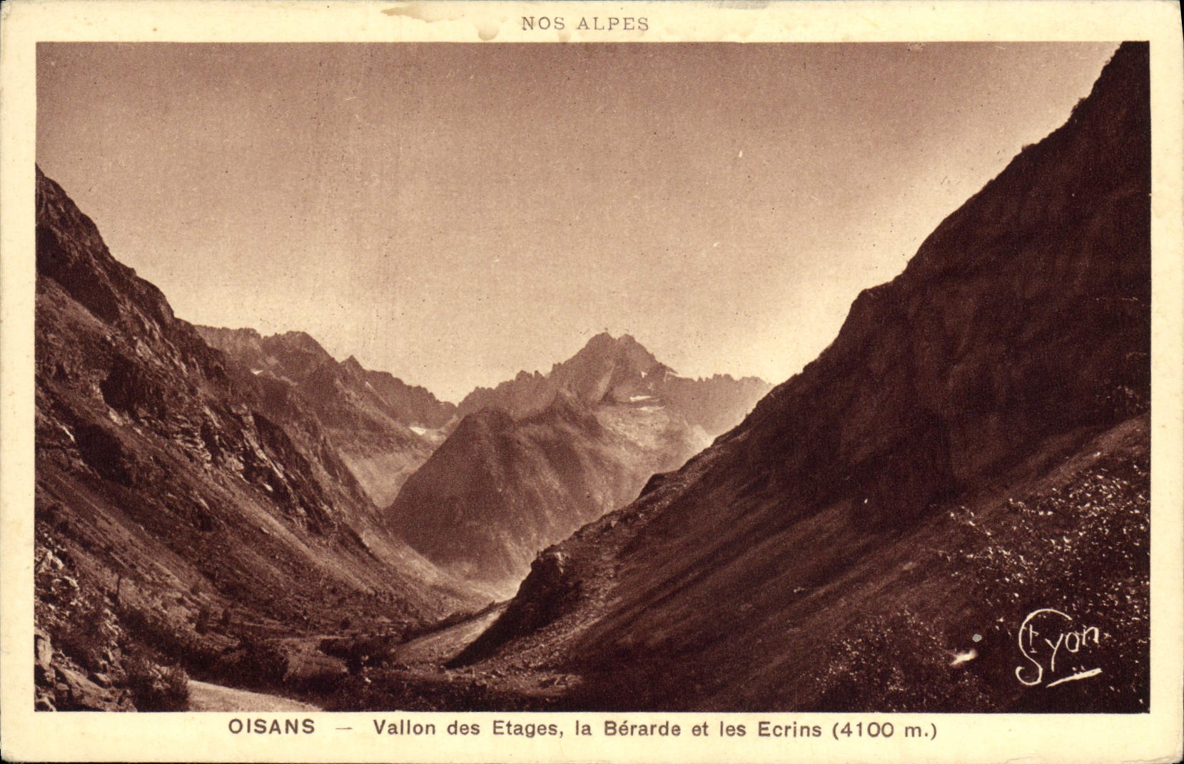 Oisans — Vallon des Etages, la Bérarde et les Ecrins (4100 m.) — Éditeur R. Girard, Grenoble