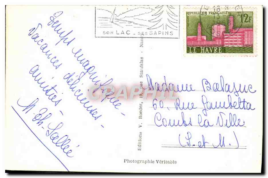 CPM Gerardmer Un Coin Du Lac Le bateau — Verso