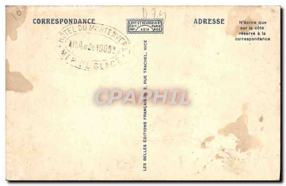 CPA Chamonix Mont Blanc La Mer De Glace — Verso