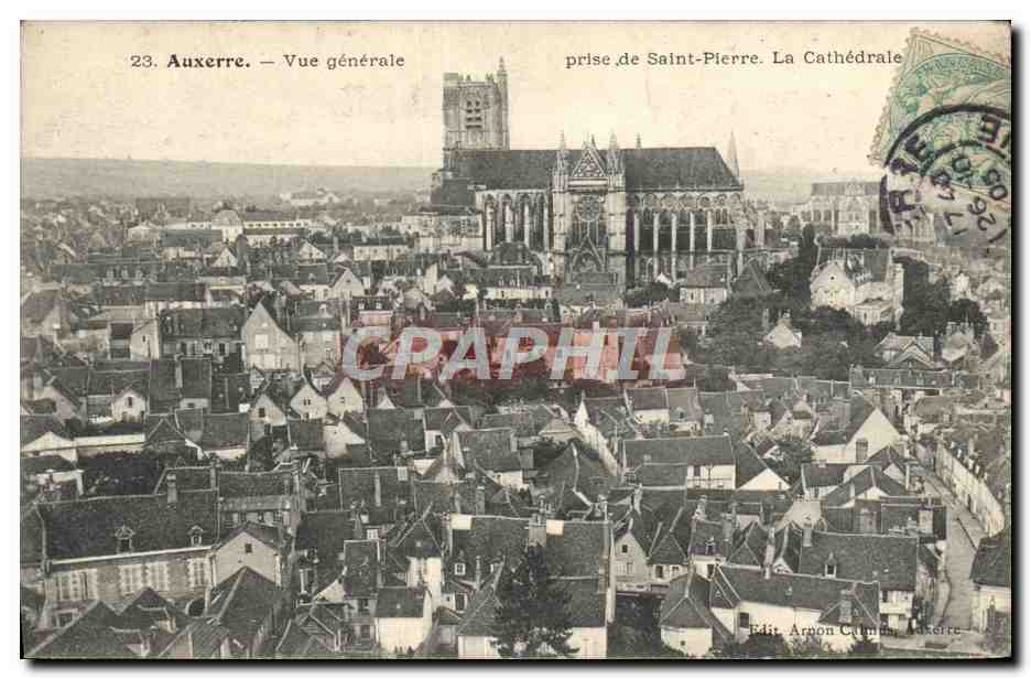 CPA Auxerre Vue Generale Prise De Saint Pierre la cathedrale