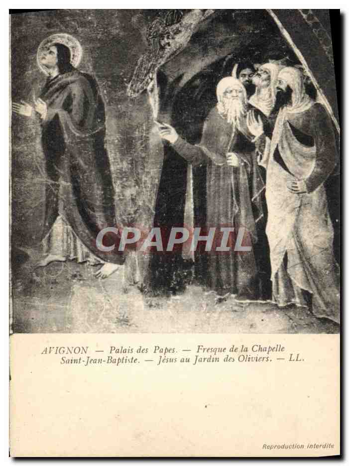 CPA Avignon Palais Des Papes Fresque de la chapelle Saint Jean Baptiste Jesus au jardin des oliviers 