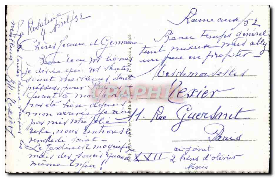 CPA Menton La Vue Priee De Garavan — Rückseite