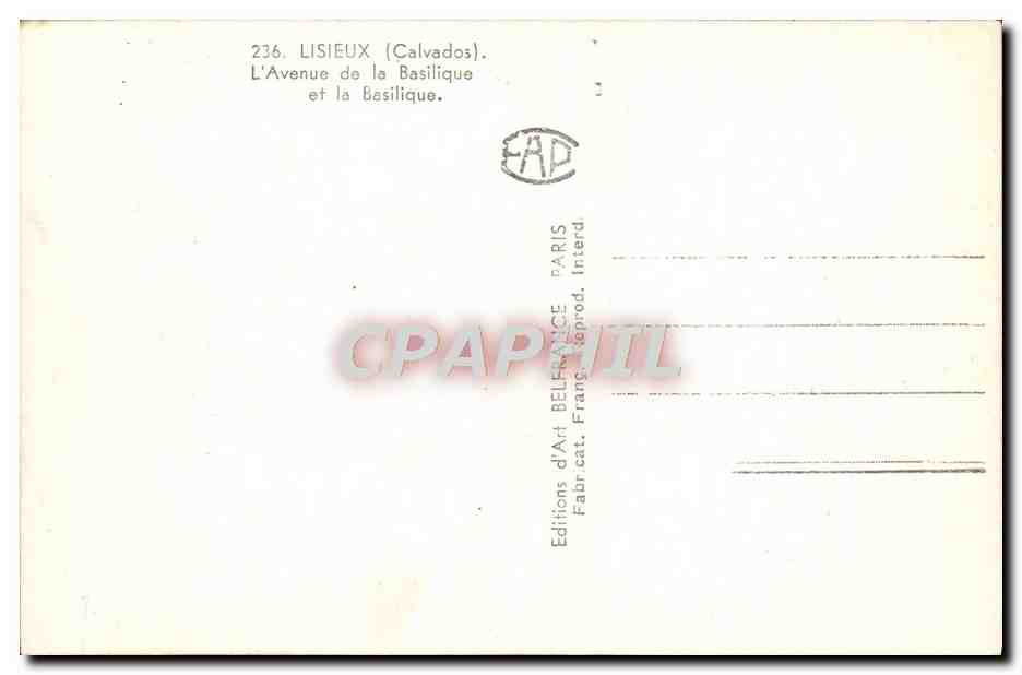 CPM Lisieux L'Avenue De La Basilique et la basilique — Verso