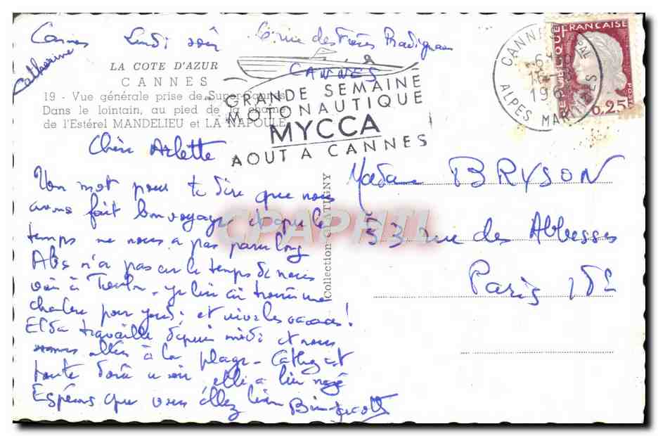 CPM Cannes Vue Generale Prise De super Cannes Esterel Mandelieu et La Napoule — Rückseite