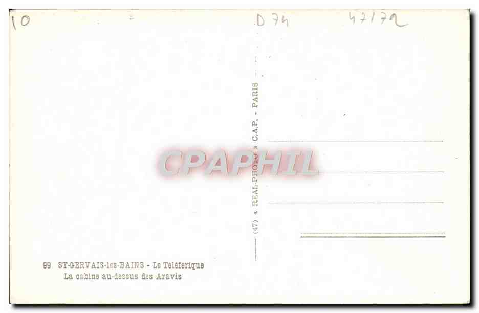 ST-GERVAIS-LES-BAINS — Le Téléphérique — C.A.P. — n° 69 — Verso