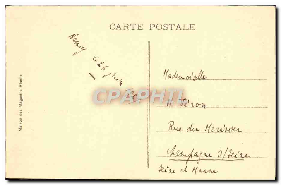 CPA Nancy Place Stanistas Grilles Jean Lamour — Verso