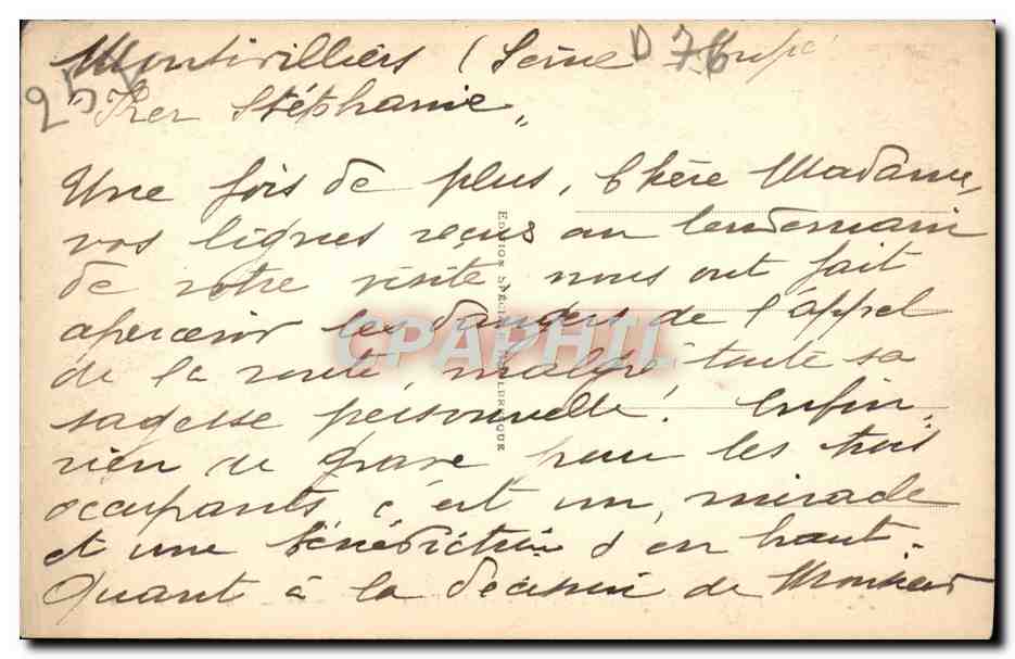 CPA Etretat Sortie du Tunnel du Trou de L'Homme — Verso