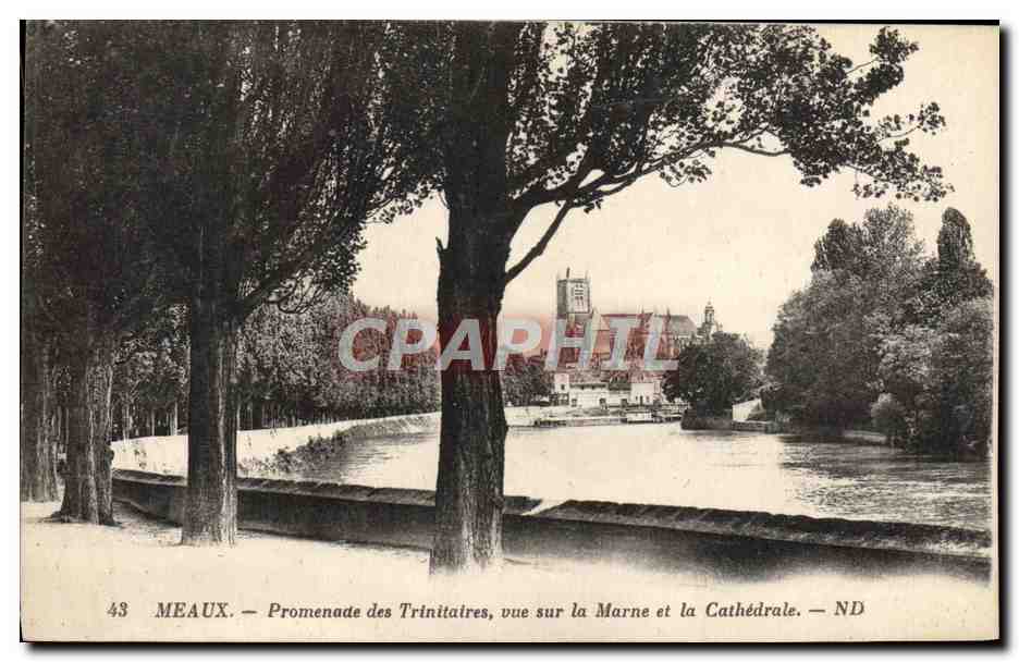 Meaux — Promenade des Trinitaires, vue sur la Marne et la Cathédrale — ND
