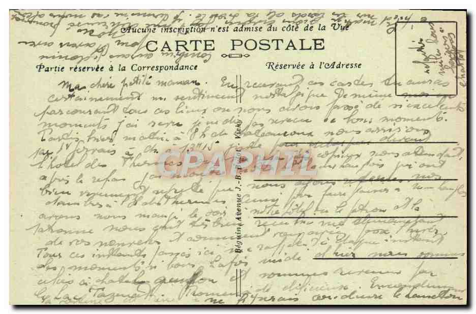 Châteauneuf-les-Bains — Le Bac sur la Sioule et les Rochers Charlemagne — Idéal, n° 2780 — Verso