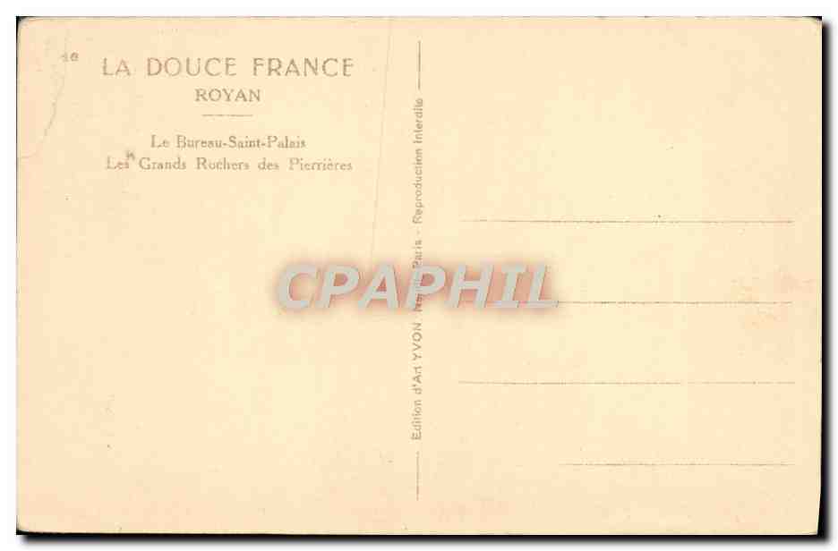 CPA Royan Le bureau Saint Palais Les grands rochers des Pierrieres — Back