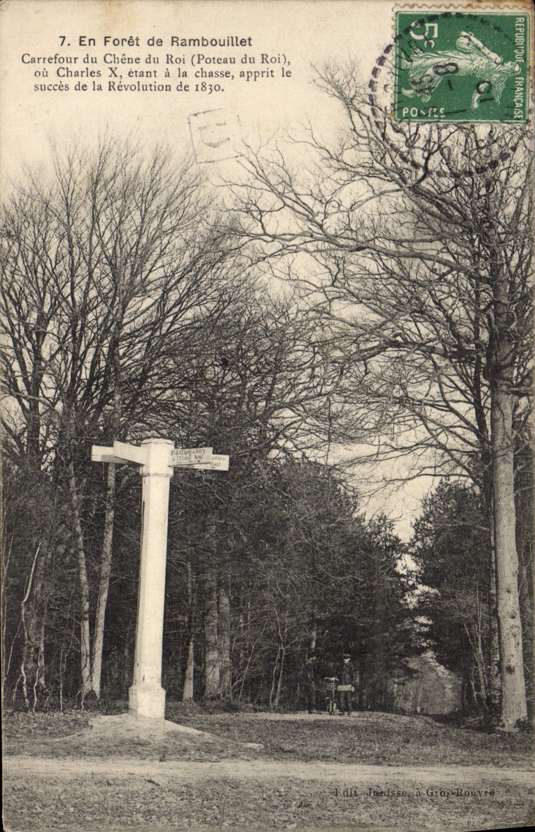 Forst von Rambouillet — Kreuzung des Chêne du Roi (Poteau du Roi) — Verlag Julliès, in Grisy-Rouvre
