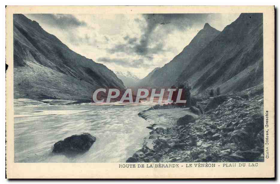 CPA Route De La Berarde Le Veneon Plan du lac 