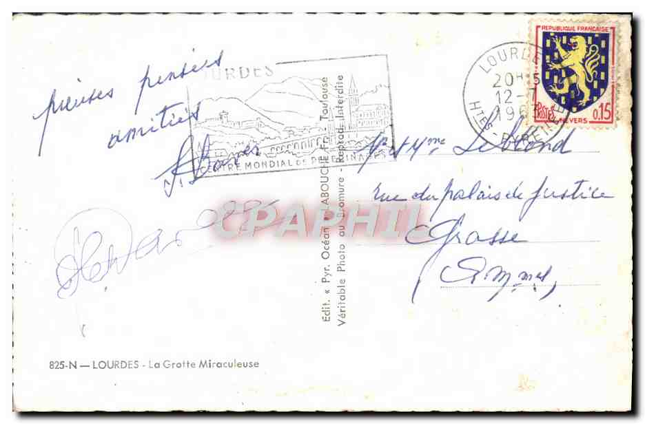 CPM Lourdes La grotte miraculeuse — Verso