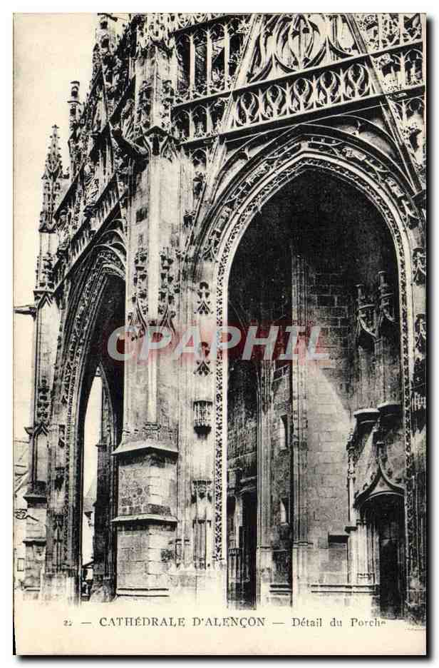 CPA Cathedrale D'Alencon Detail du Porche