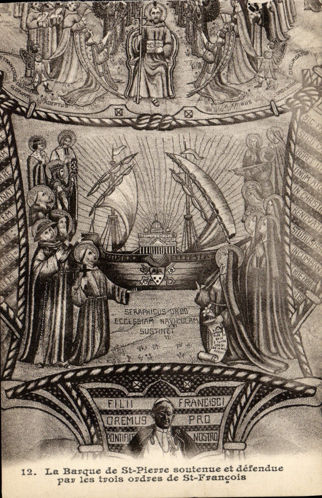 La Barque de St-Pierre soutenue et défendue par les trois ordres de St-François — illustration religieuse — n°12
