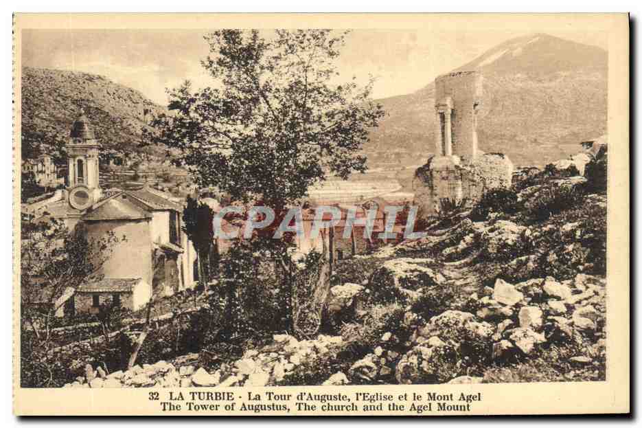 CPA La Turbie La Tour d'Auguste L'Eglise et le Mont Agel