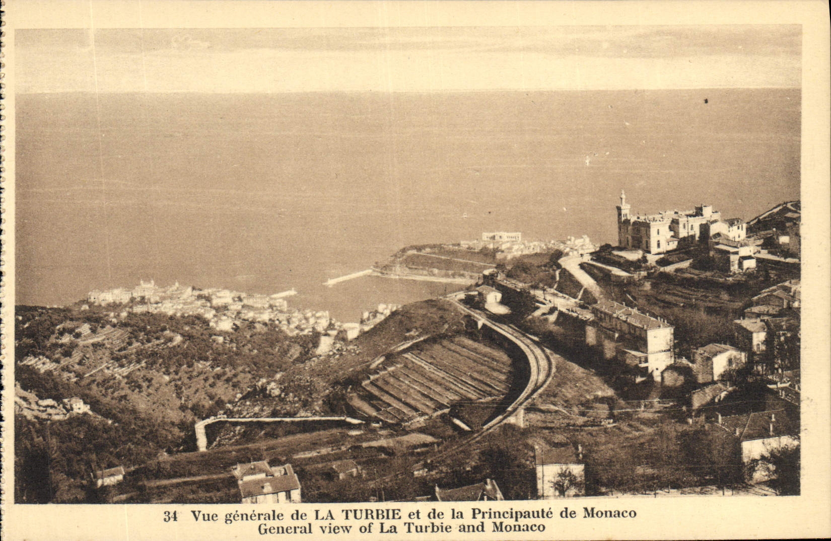 La Turbie et la Principauté de Monaco — Vue générale — Édition G. Leclef, La Turbie, n°34