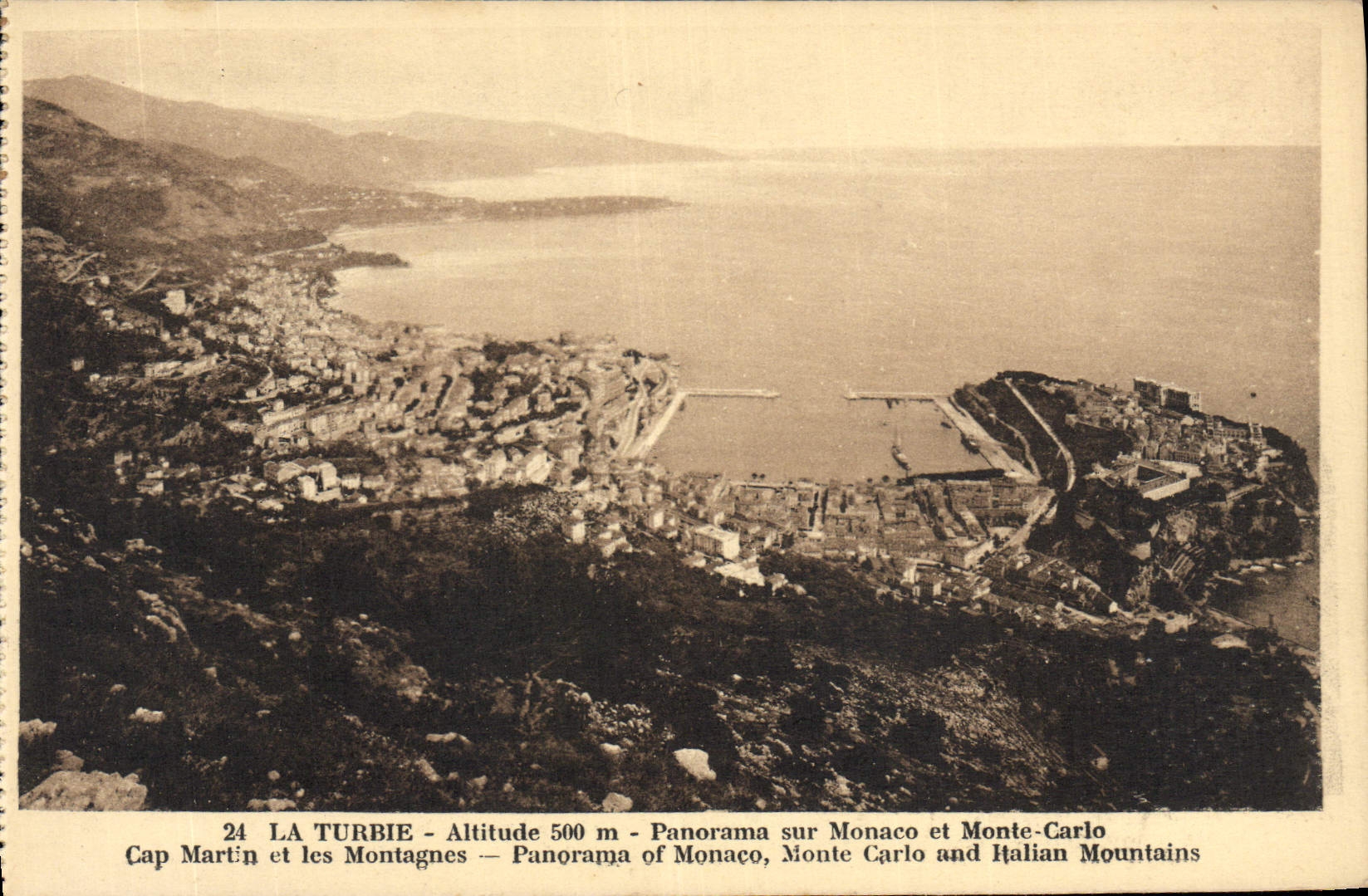 Cap Martin et les Montagnes — Panorama sur Monaco et Monte-Carlo — La Turbie, altitude 500 m