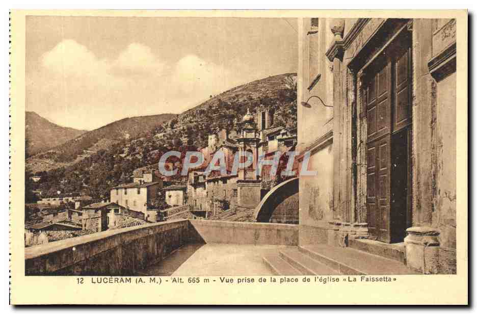 CPA Luceram Vue prise de la place de l'eglise La Faissetta