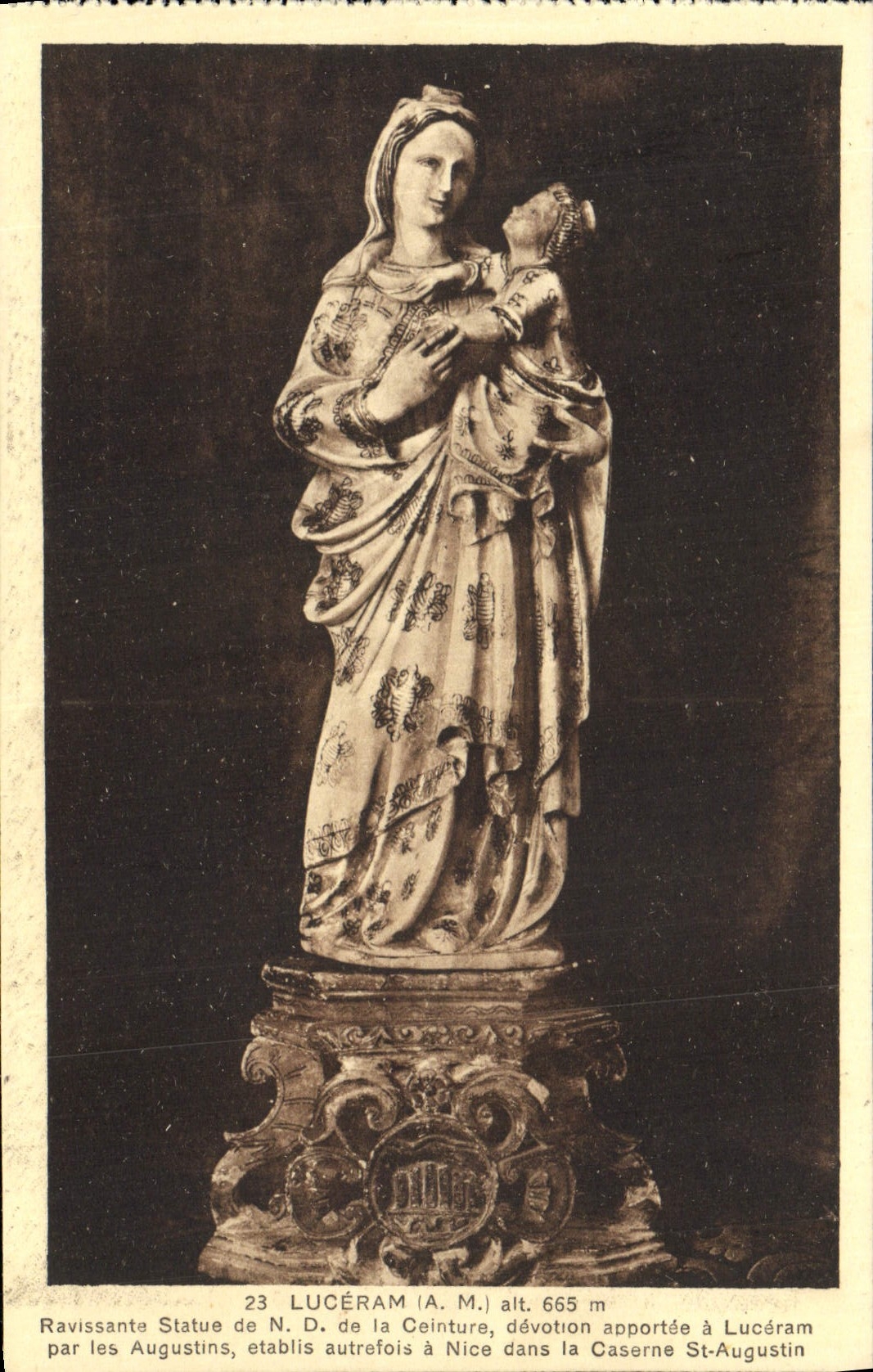 CPA Luceram Ravissante statue de Nd de la Ceinture 