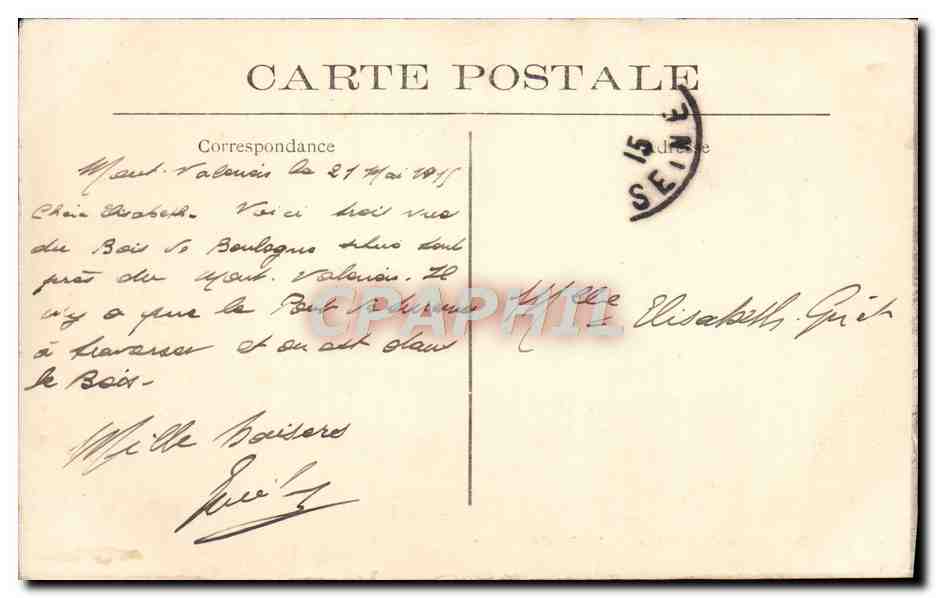 CPA Paris Bois de Boulogne La grande cascade — Rückseite