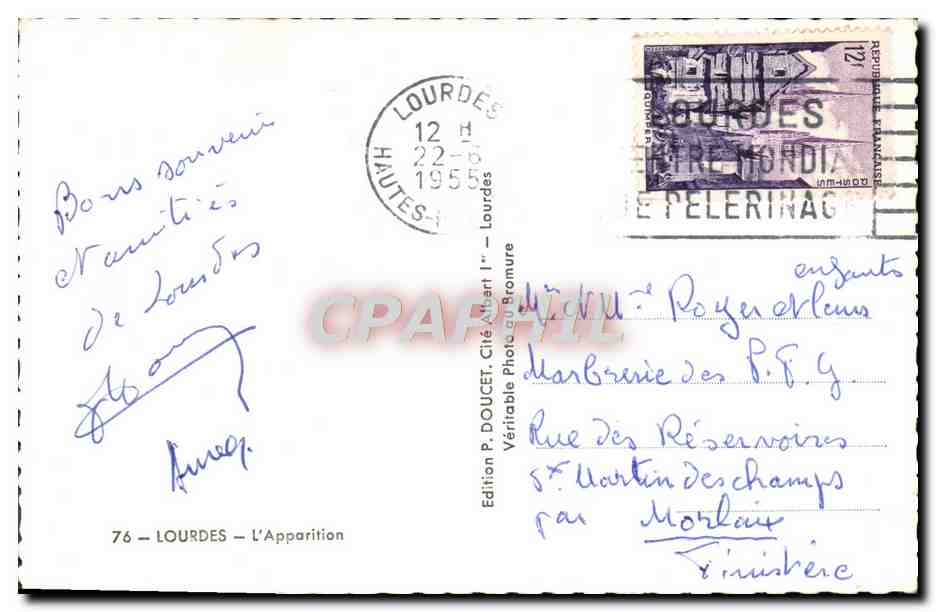 CPM Lourdes L'apparition — Verso