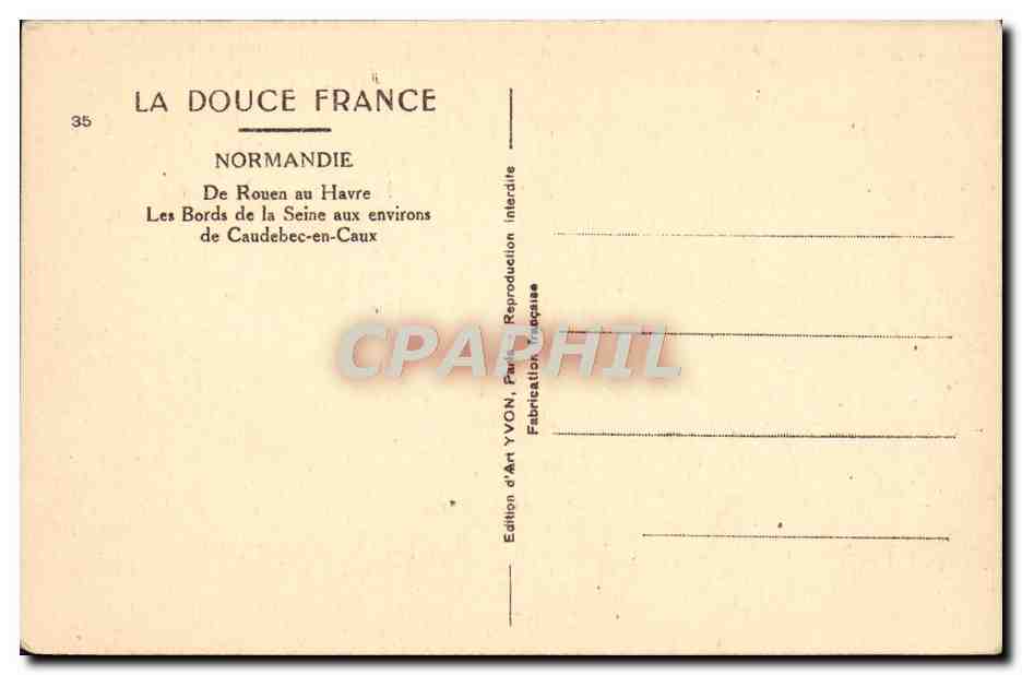 CPA Normandie De Rouen au Havre Les bords de la Seine aux environs de Caudebec en Caux — Rückseite