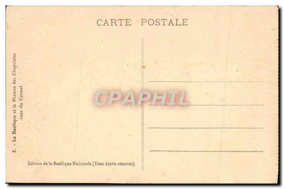 CPA La basilique et la maison des chapelains Vues du Carmel — Verso
