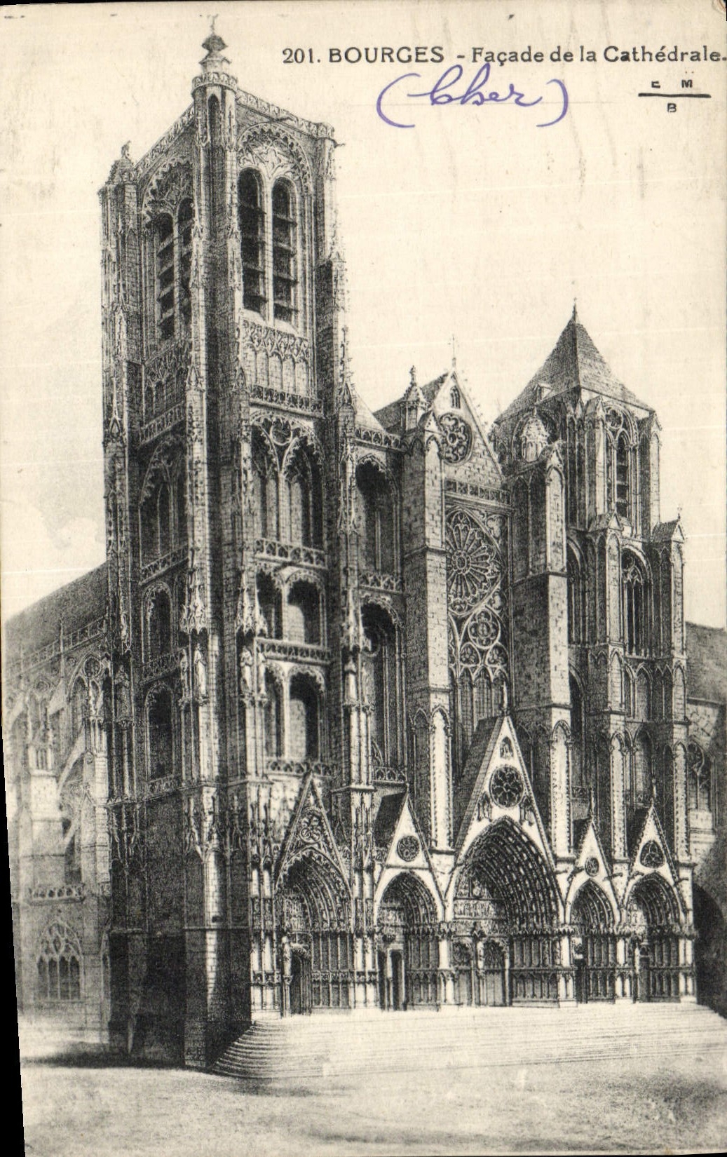 CPA Bourges Facade de la Cathedrale