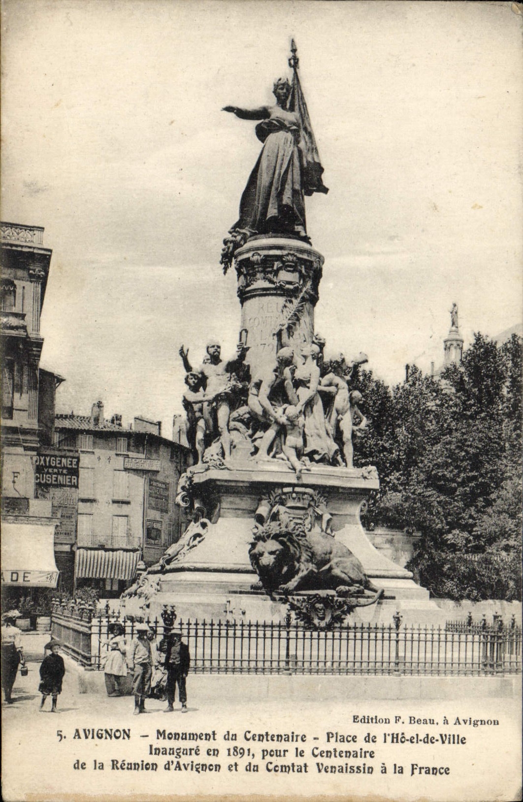 Avignon — Gedenkmonument zum Centenar — Place de l'Hôtel-de-Ville — Ausgabe F. Beau, Avignon