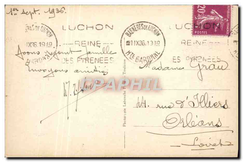 CPA Luchon Hospics Et Montee de Venasque — Rückseite