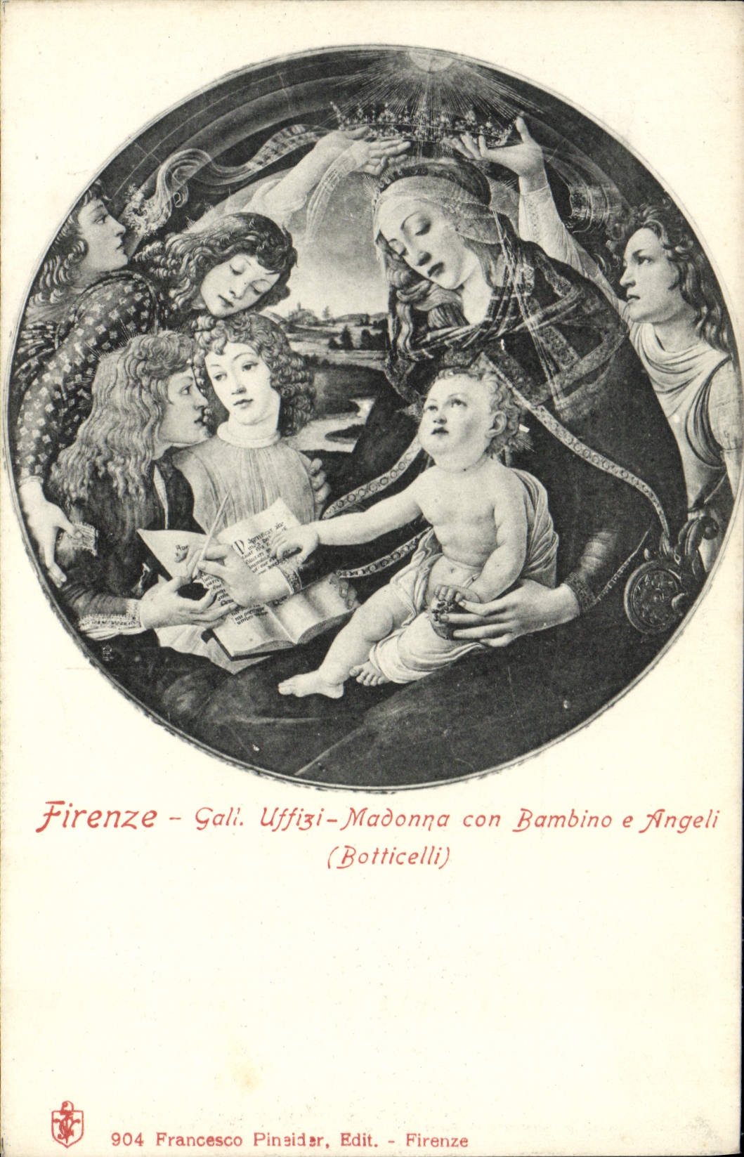 CPA Firenze Gall Uffizi Madonna Con Bambino e Angeli Botticelli