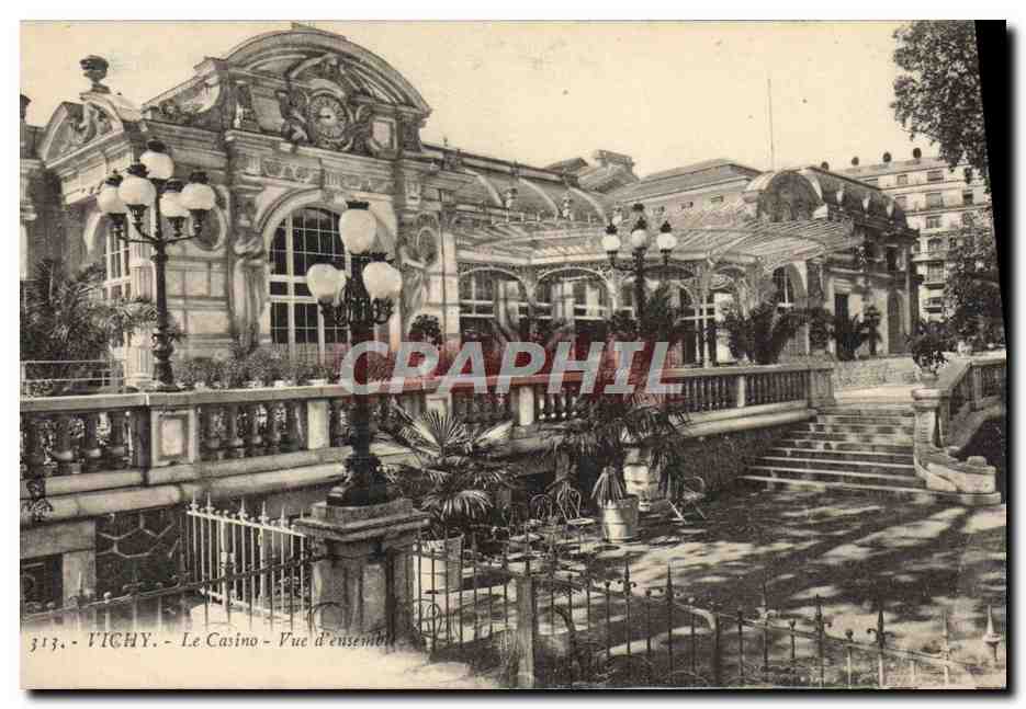 Vichy - Le Casino - Vue d'ensemble — éditeur CPAPHIL, n° 313