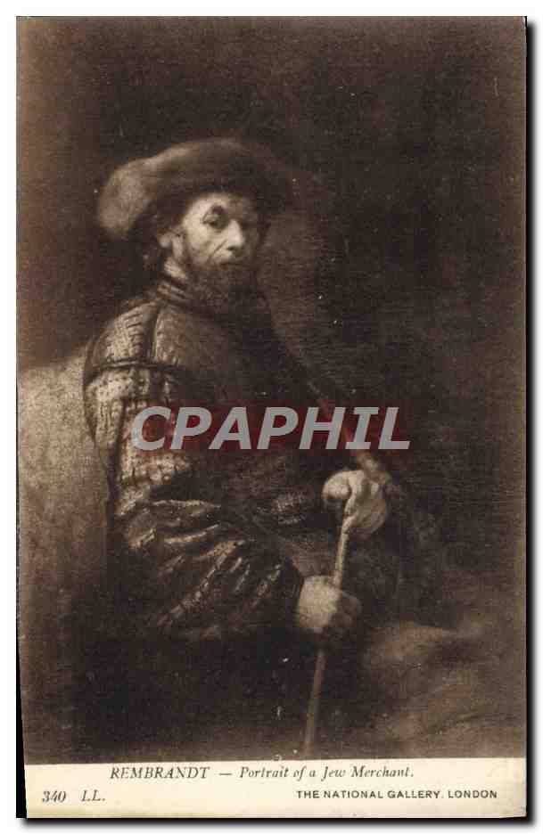 CPA Rembrandt Portrait of a Jew Merchant Juif Judaica National Gallery London