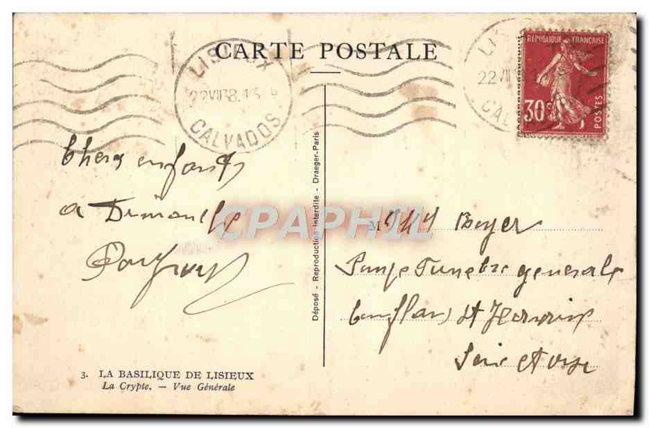 CPA La Basilique De Lisieux La Crypte Vue Generale — Rückseite
