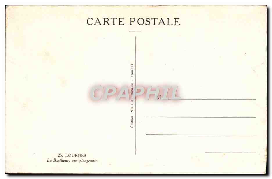 Lourdes — La Basilique, vue plongeante — Édition Paisa - Lourdes — Rückseite