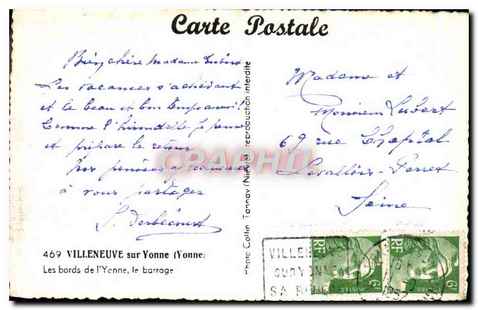 Villeneuve-sur-Yonne — Les bords de l'Yonne, le barrage — éditeur Collin Tannin — Reverso
