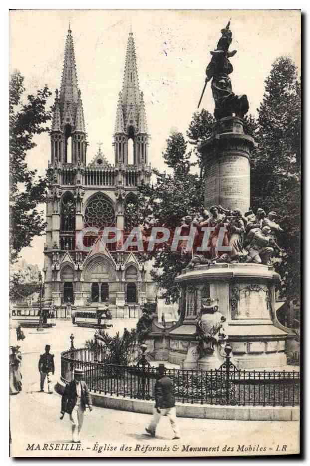 CPA Marseille Eglise des Reformes Monument des Mobiles