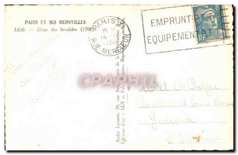 CPM Paris Et Ses Merveilles Dome des Invalides — Rückseite
