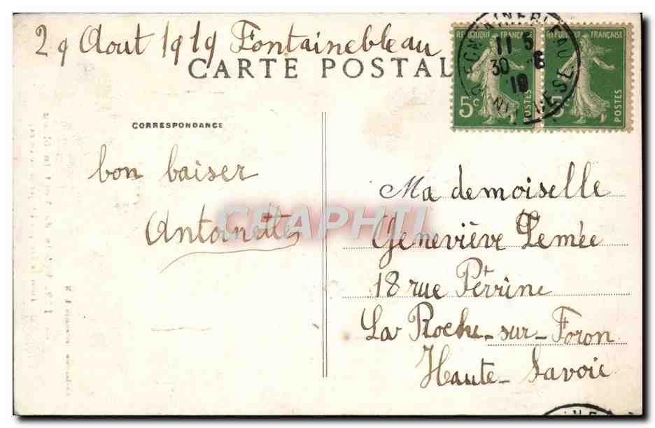 Palais de Fontainebleau — Porte de François Ier (Jardin de Diane) — Collection Artistique L. M., n° 172 — Verso