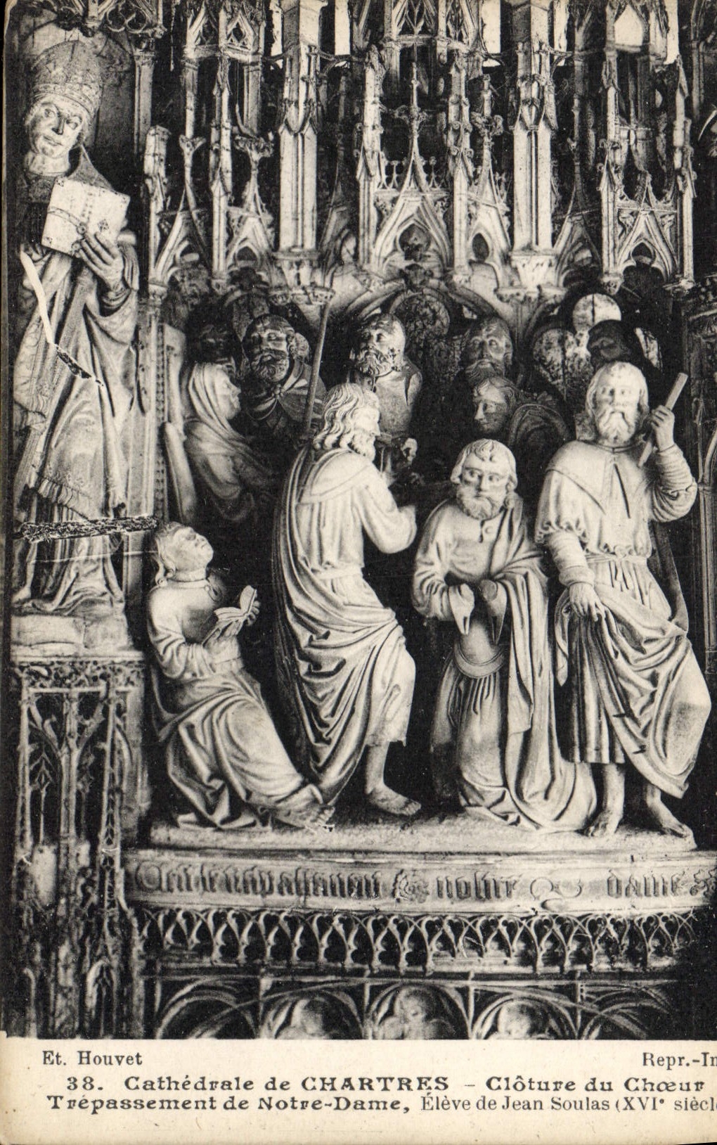 CPA Cathedrale de Chartres Cloture du Choeur Trepassement de Notre Dame Eleve de Jean Soulas
