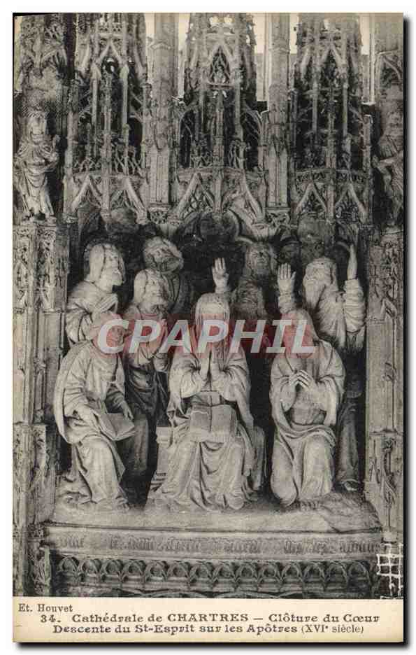 CPA Cathedrale de Chartres Cloture du Choeur Descente du St Esprit sur les Apotres