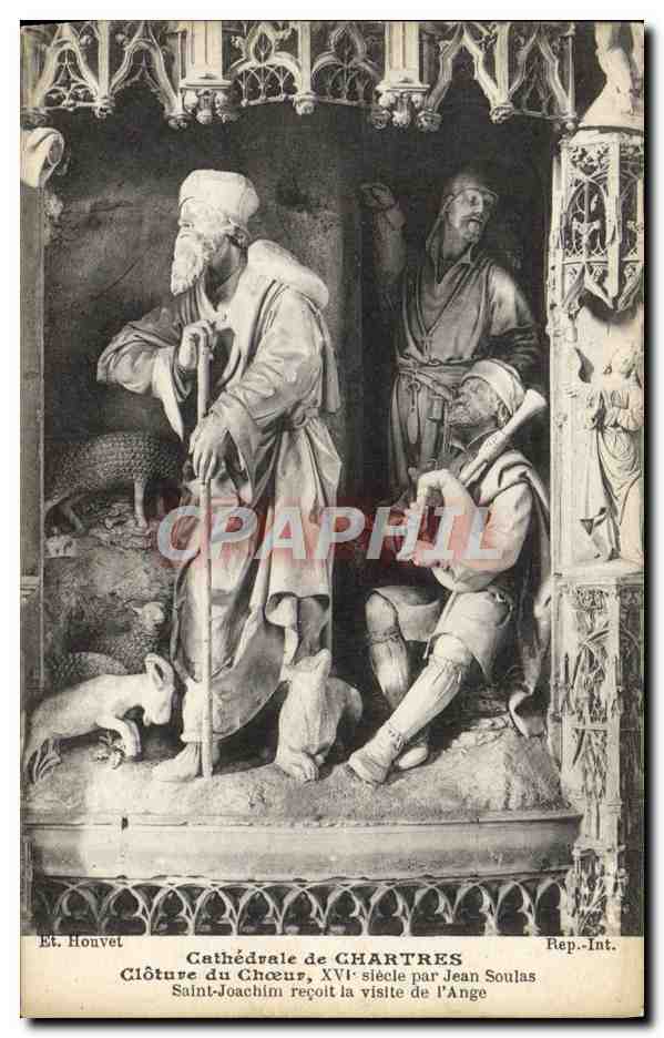 CPA Cathedrale de Chartres Cloture du Choeur par Jean Soulas Saint Joachim recoit la visite de l'ange 