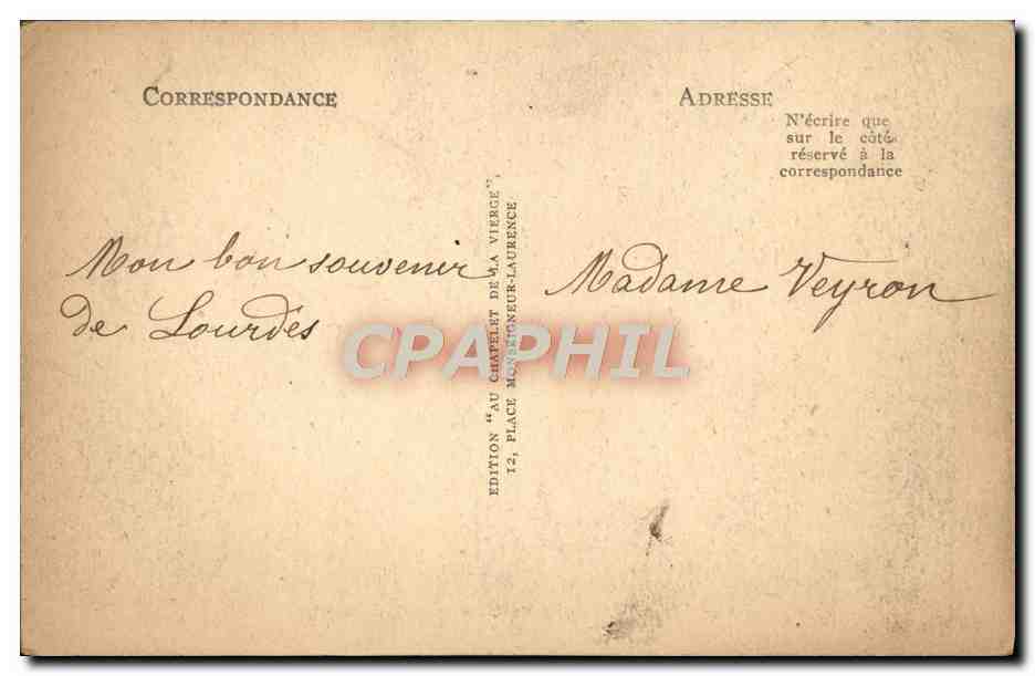 CPA Lourdes La Basilique et le Gave — Verso