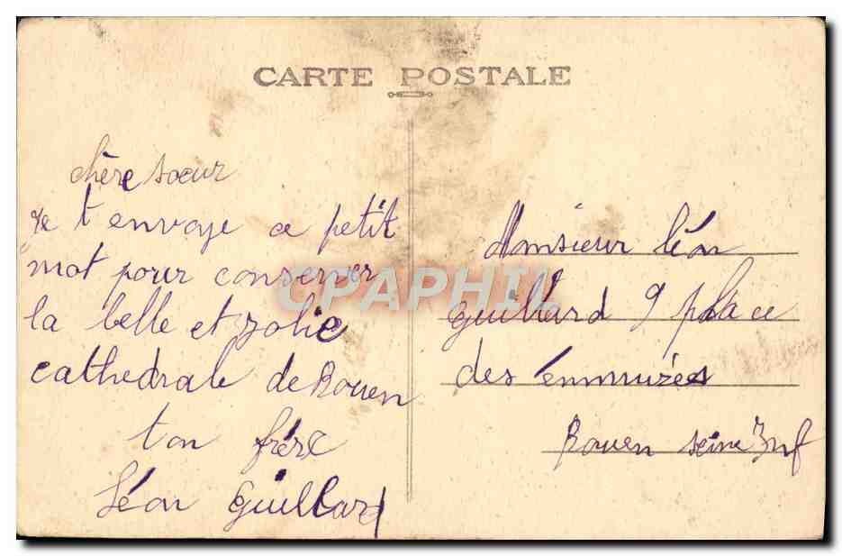 CPA Rouen La cathedrale — Rückseite