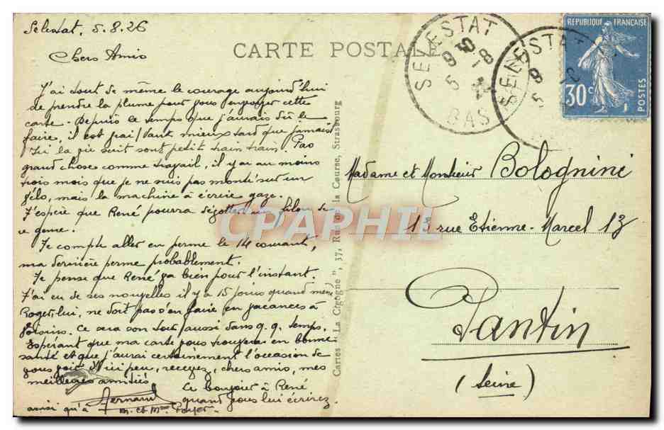 CPA Strasbourg L'Horloge Asrronmique de la Cathedrale — Verso