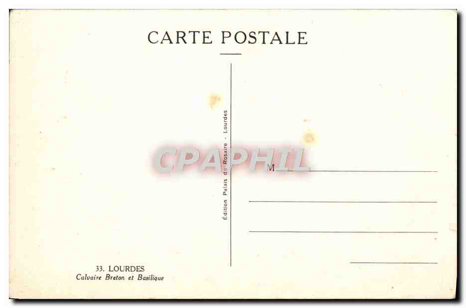 CPA Lourdes Calvaire Breton et Basilique — Verso