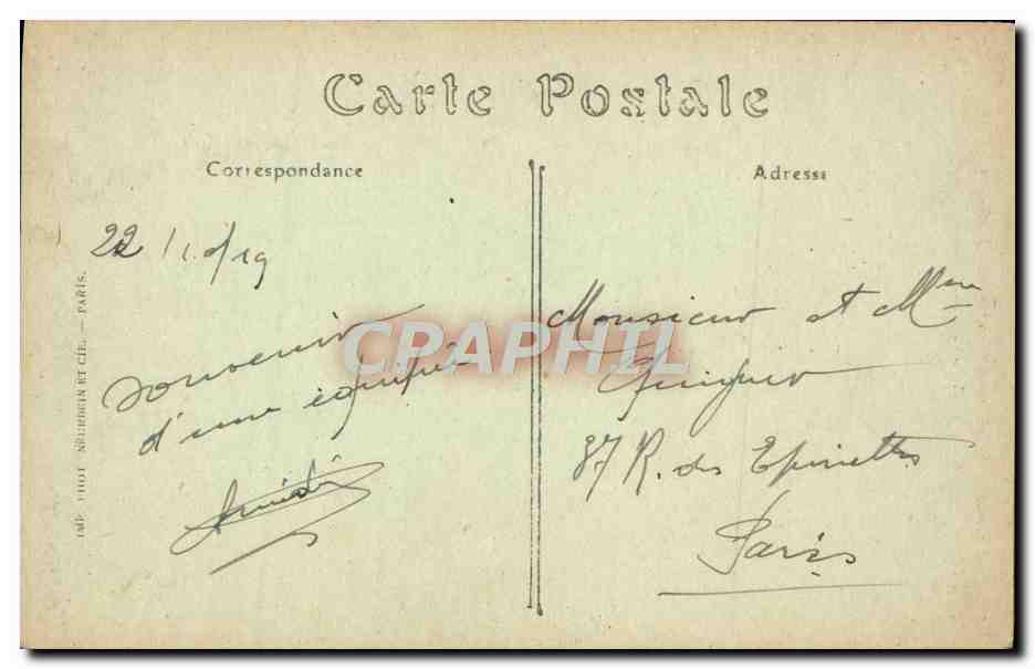 CPA Cathedrale D'Amiens L'Ange Pleureur Blasser Crane Squelette — Back
