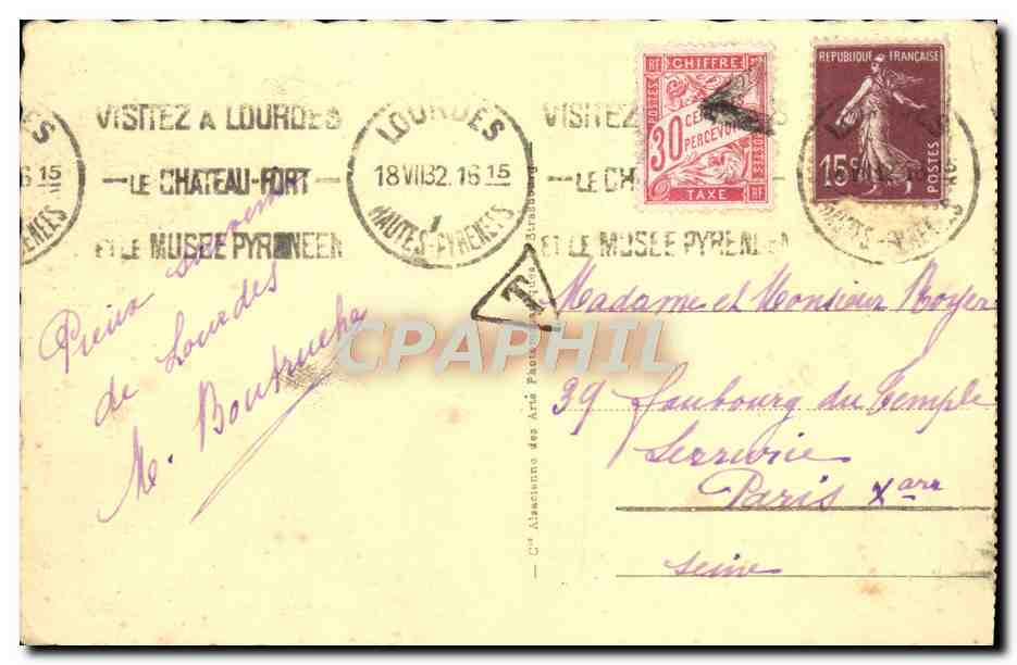 CPA Lourdes La basilique et le monument de la reconnaissance interalliee — Verso